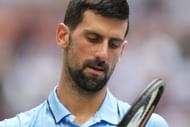 Novak Djokovic at the 2025 US Open. (Photo via Getty Images)